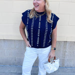 Cable Knit Whipstitch Cropped Sweater - The Pink Pineapple 850