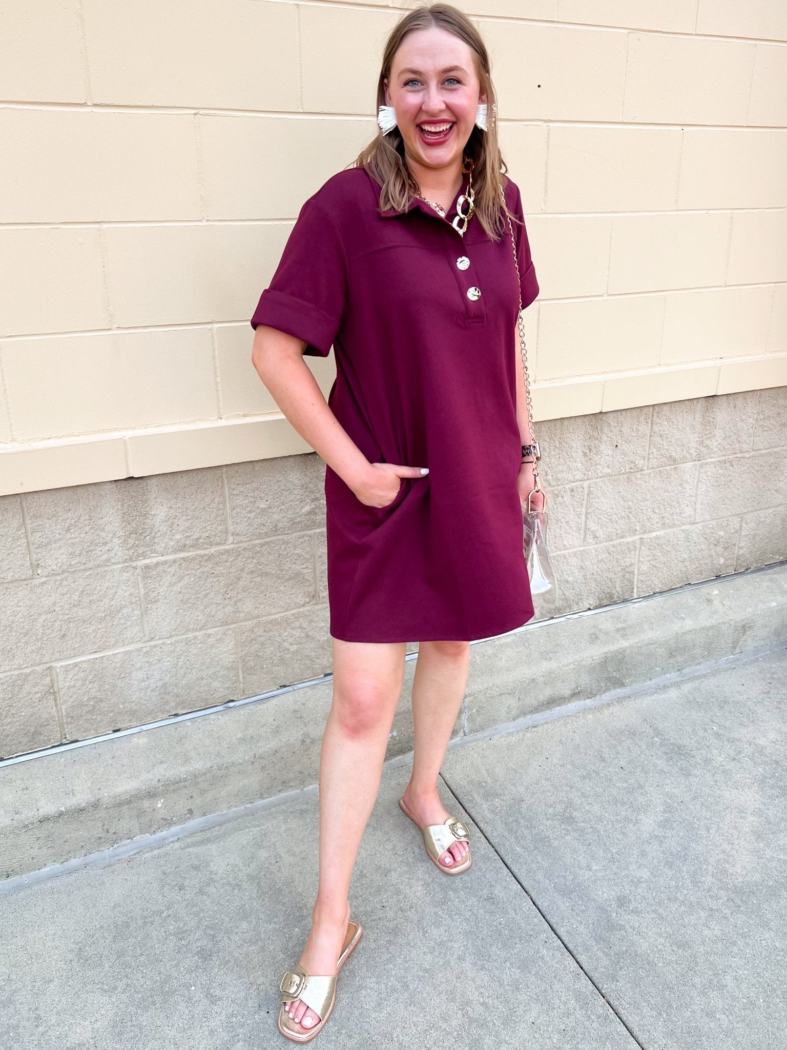 Campus Classic A-Line Dress in Garnet - The Pink Pineapple 850