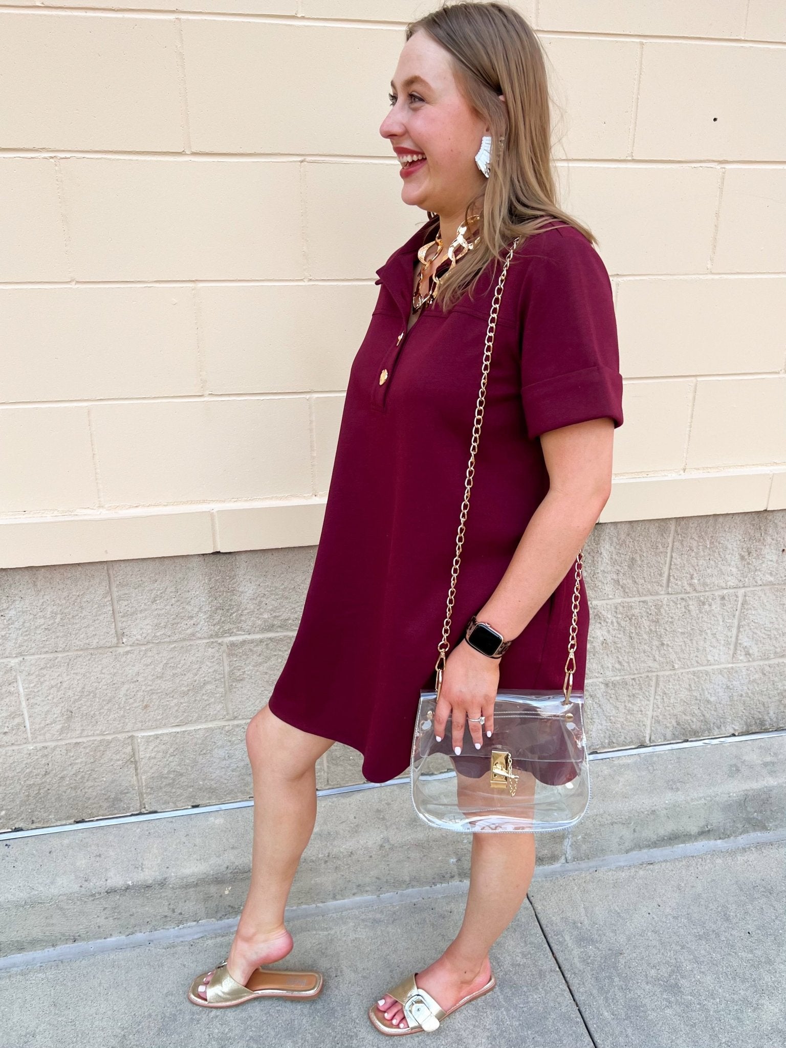 Campus Classic A-Line Dress in Garnet - The Pink Pineapple 850