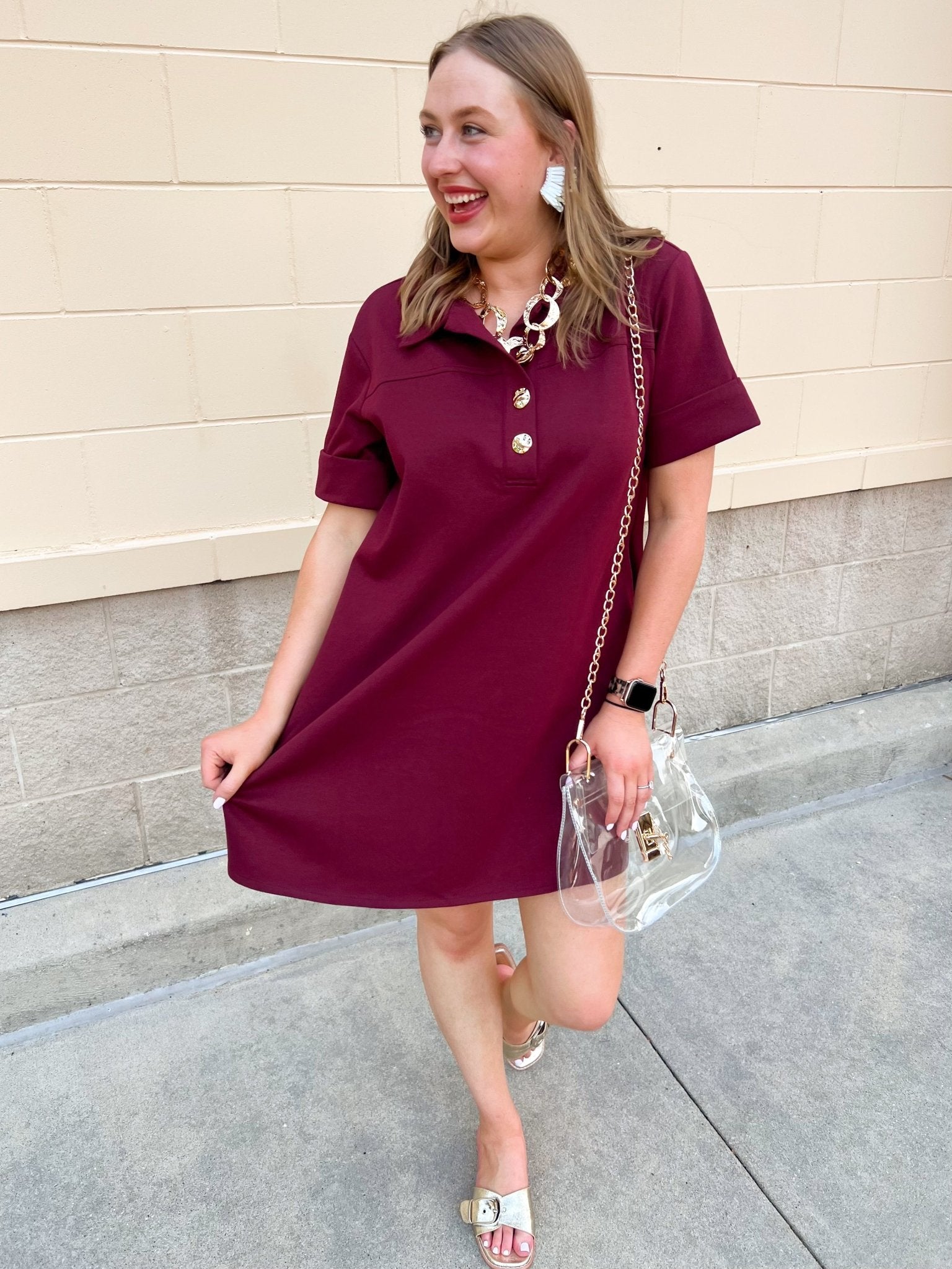 Campus Classic A-Line Dress in Garnet - The Pink Pineapple 850