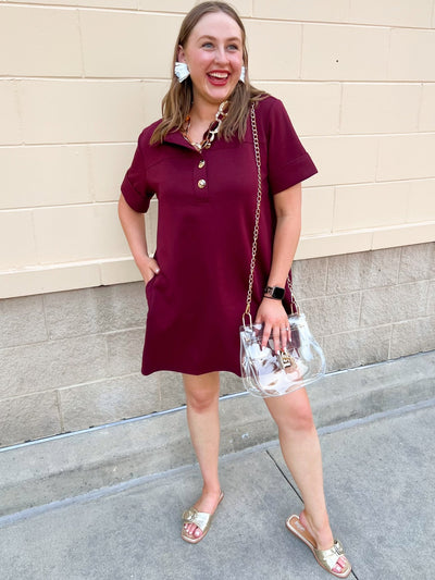 Campus Classic A-Line Dress in Garnet - The Pink Pineapple 850