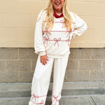 Candy Cane Cozy Lounge Set in Cream - The Pink Pineapple 850