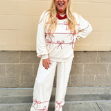 Candy Cane Cozy Lounge Set in Cream - The Pink Pineapple 850