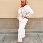 Candy Cane Cozy Lounge Set in Cream - The Pink Pineapple 850