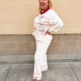 Candy Cane Cozy Lounge Set in Cream - The Pink Pineapple 850