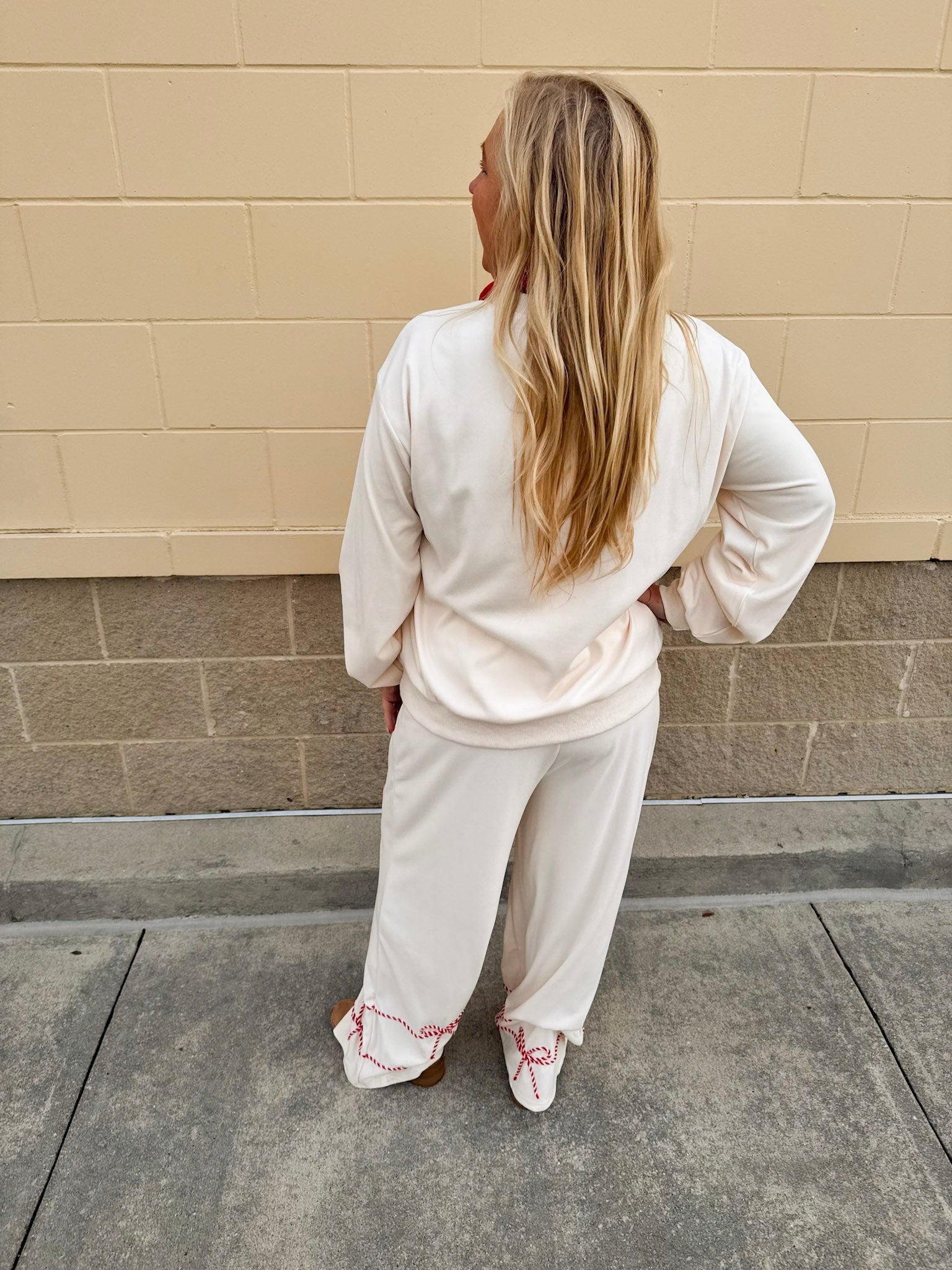 Candy Cane Cozy Lounge Set in Cream - The Pink Pineapple 850