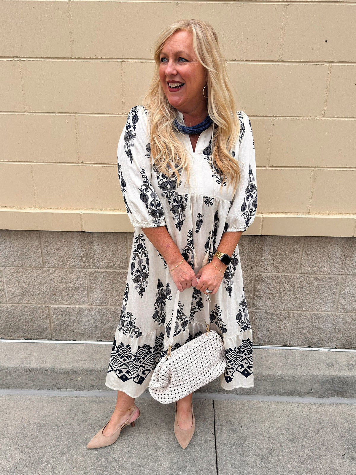 Canvas Reverie Tiered Midi Dress - The Pink Pineapple 850