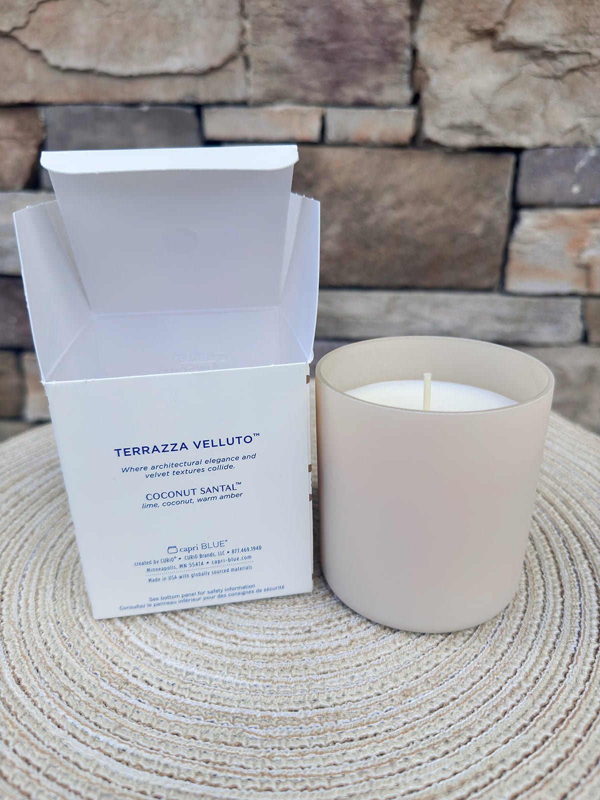 [Capri Blue] Coconut Santal Terrazza Velluto Boxed Tumbler Candle - The Pink Pineapple 850