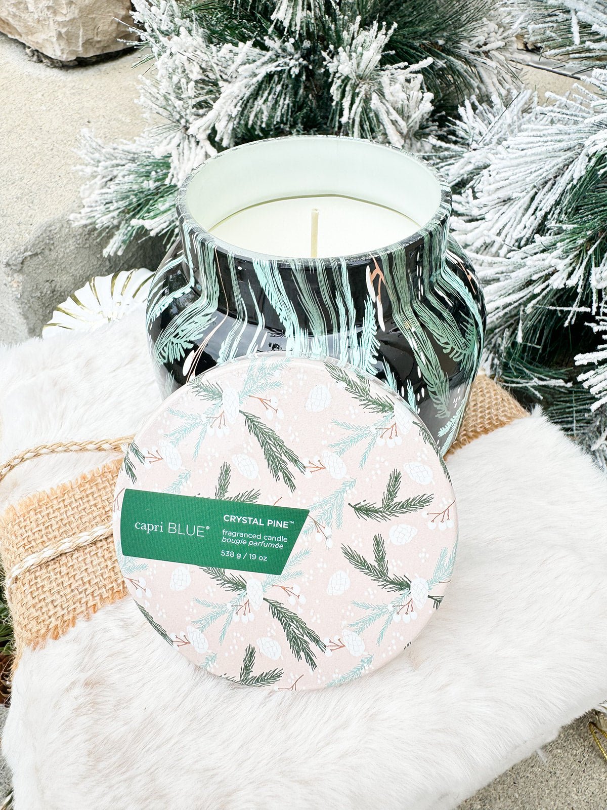 Capri Blue Holiday Pattern Play Crystal Pine Candle 19oz Jar - The Pink Pineapple 850