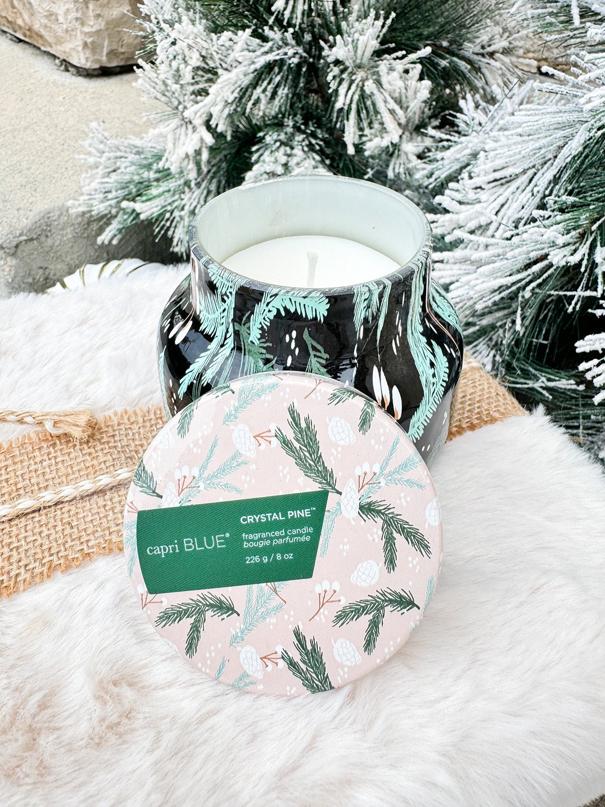 Capri Blue Holiday Pattern Play Crystal Pine Candle Petite Jar 8oz - The Pink Pineapple 850