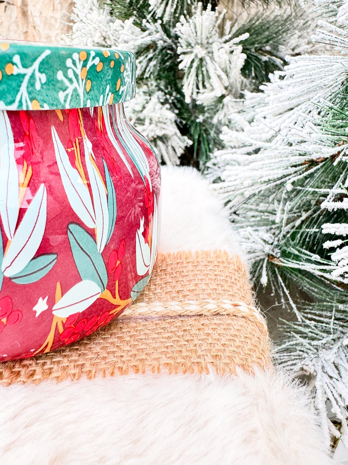 Capri Blue Holiday Pattern Play Tinsel and Spice Candle Petite Jar 8oz - The Pink Pineapple 850