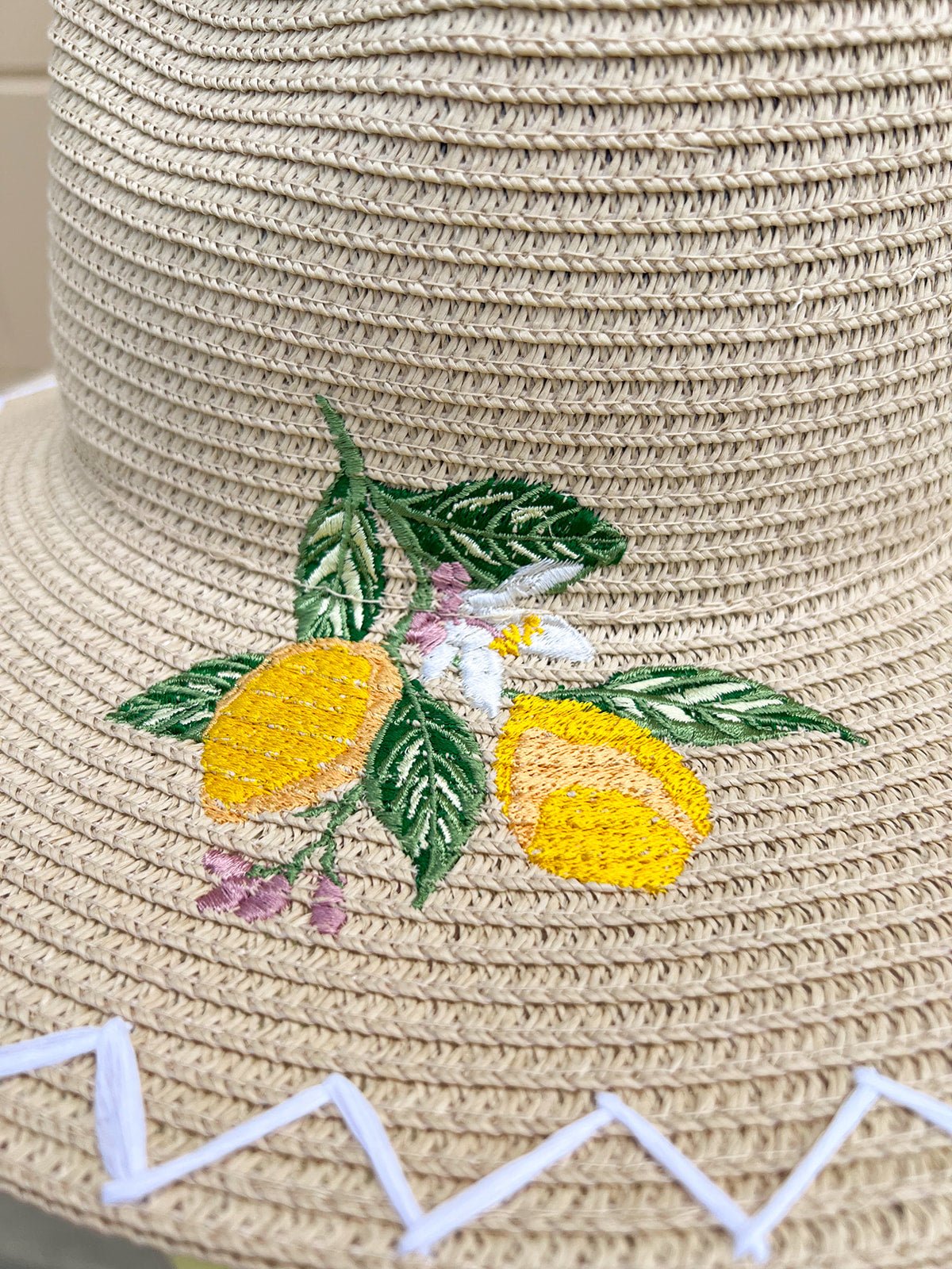 Capri Fruit Embroidered Straw Hat - The Pink Pineapple 850