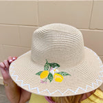 Capri Fruit Embroidered Straw Hat - The Pink Pineapple 850