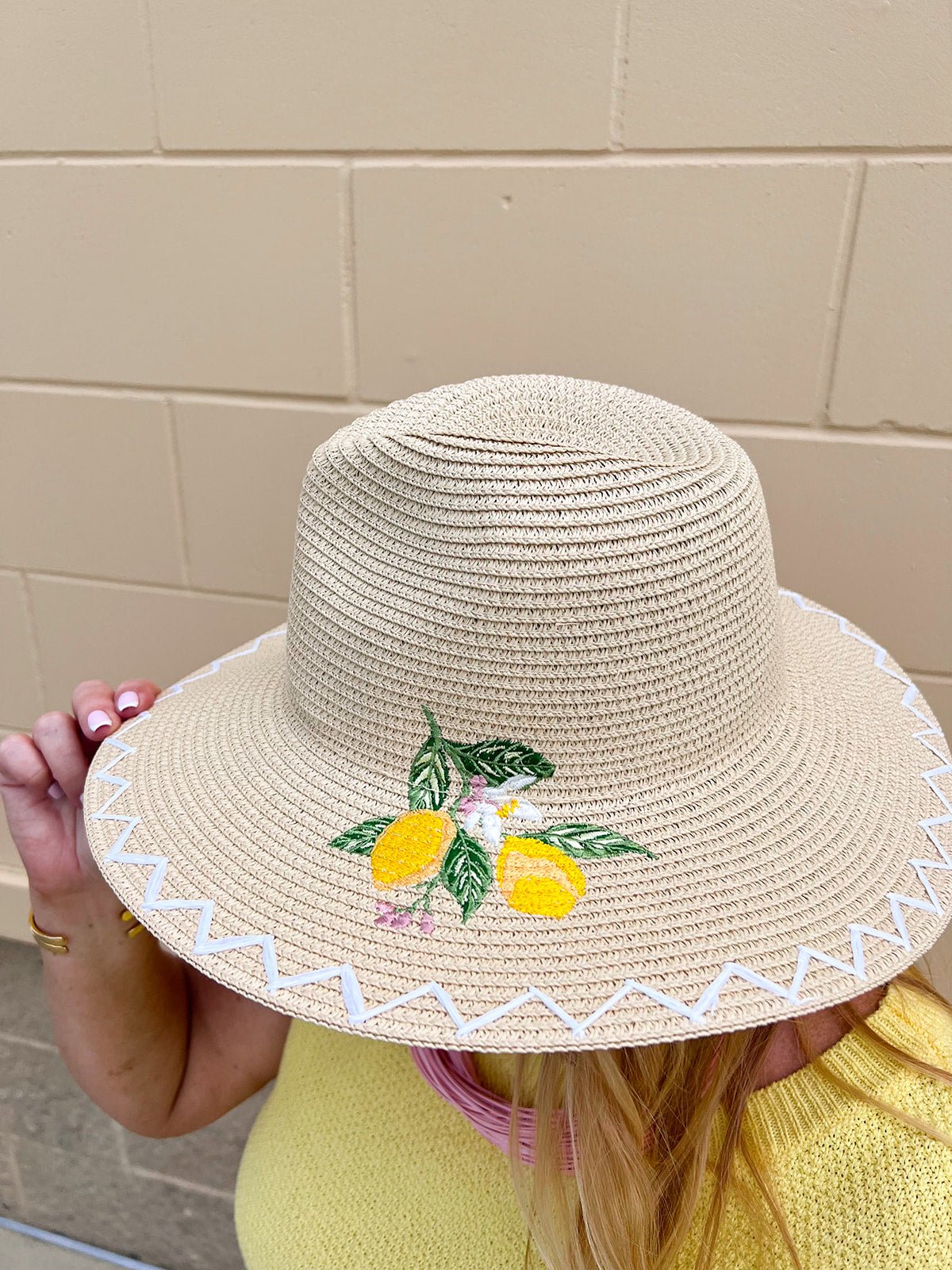 Capri Fruit Embroidered Straw Hat - The Pink Pineapple 850