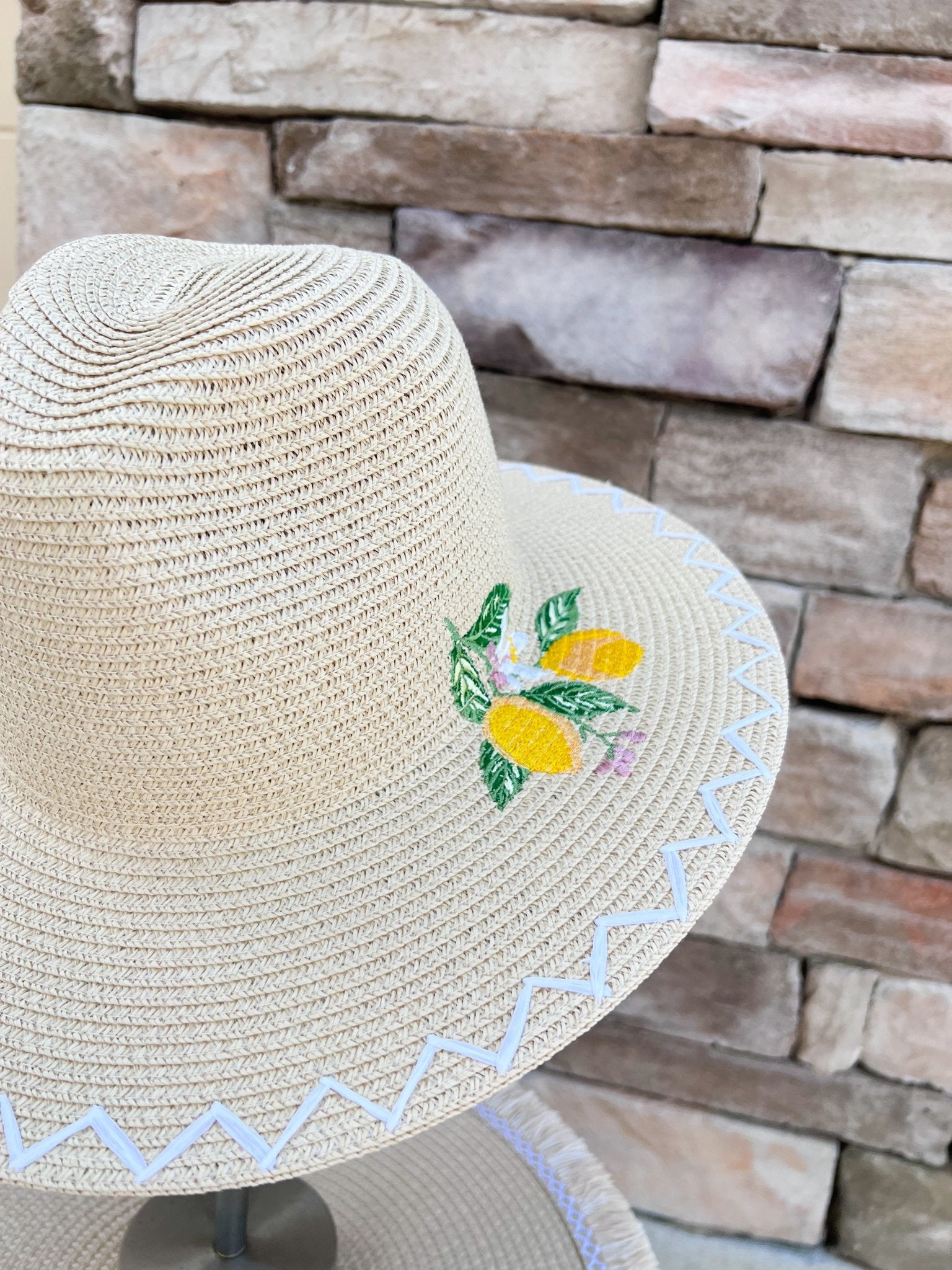 Capri Fruit Embroidered Straw Hat - The Pink Pineapple 850