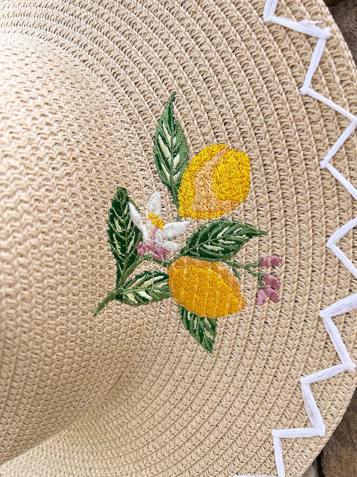Capri Fruit Embroidered Straw Hat - The Pink Pineapple 850