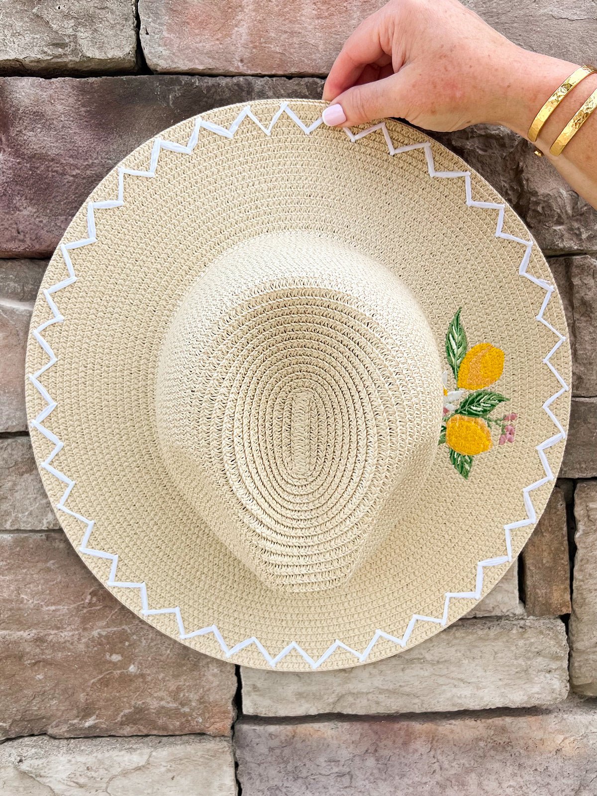 Capri Fruit Embroidered Straw Hat - The Pink Pineapple 850