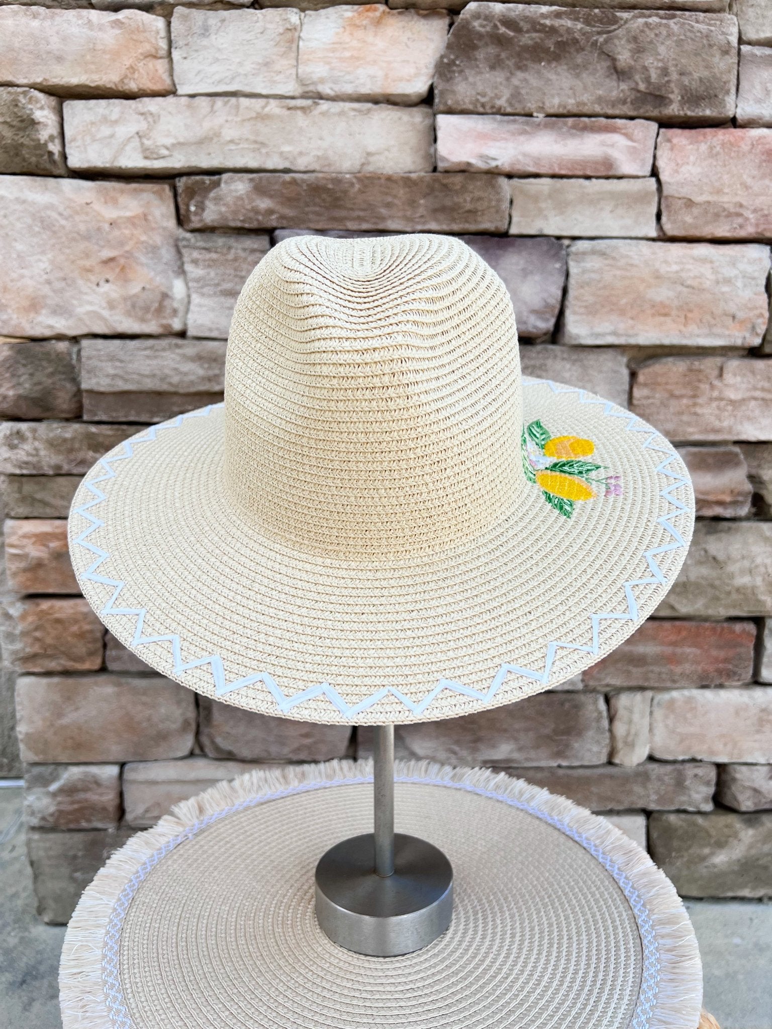 Capri Fruit Embroidered Straw Hat - The Pink Pineapple 850