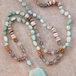Caribbean Mint Natural Stone Bead Necklace - The Pink Pineapple 850