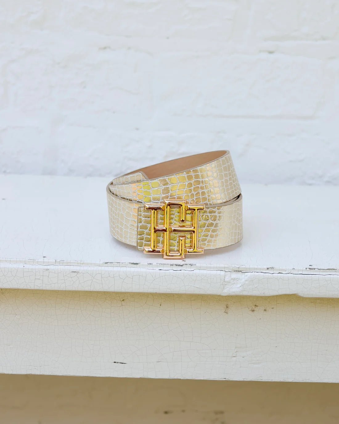 [Caroline Hill] Bridgette Belt Gold Snakeskin - The Pink Pineapple 850