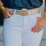 [Caroline Hill] Bridgette Belt Gold Snakeskin - The Pink Pineapple 850