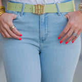 [Caroline Hill] Bridgette Belt Lime Snakeskin - The Pink Pineapple 850