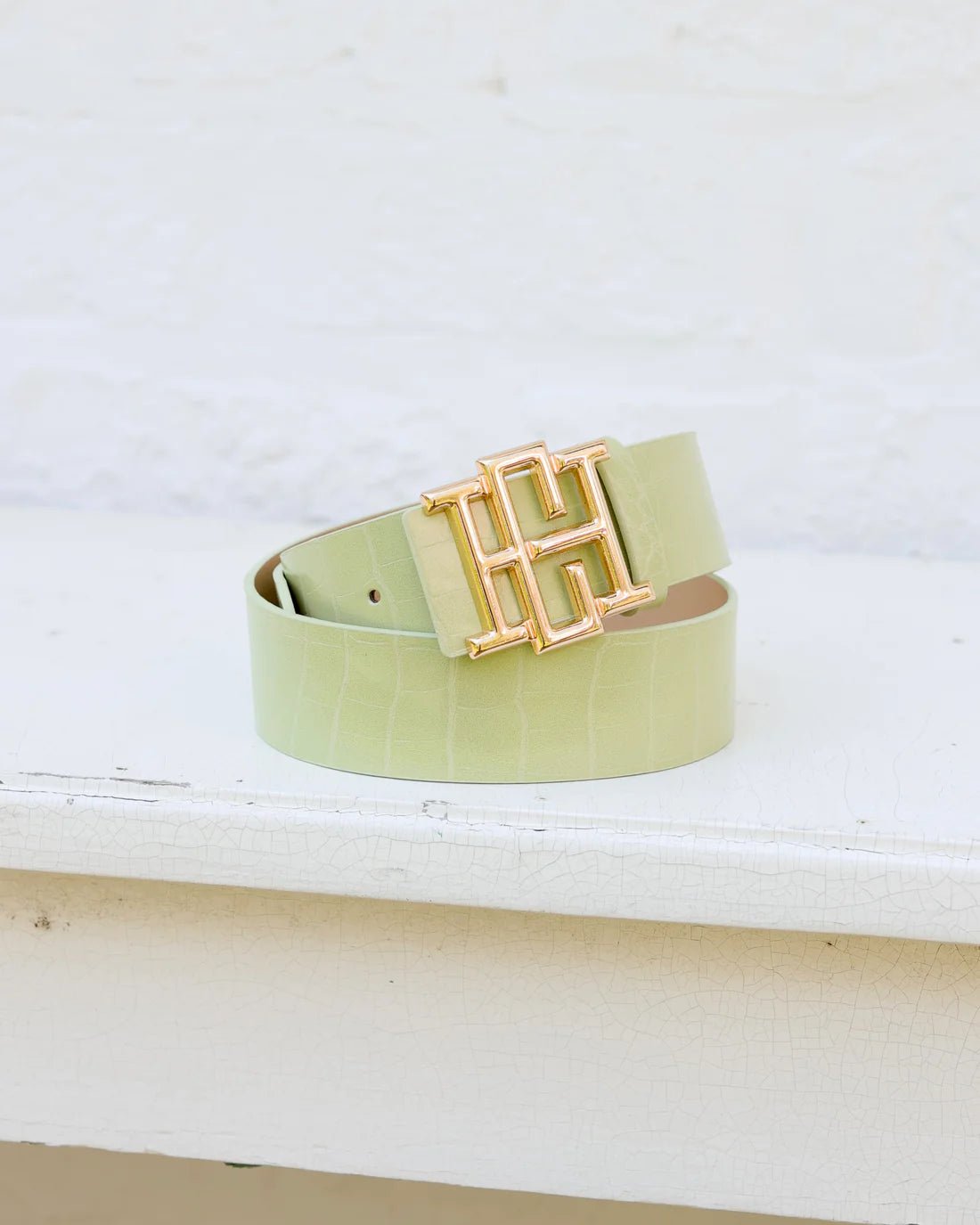 [Caroline Hill] Bridgette Belt Lime Snakeskin - The Pink Pineapple 850
