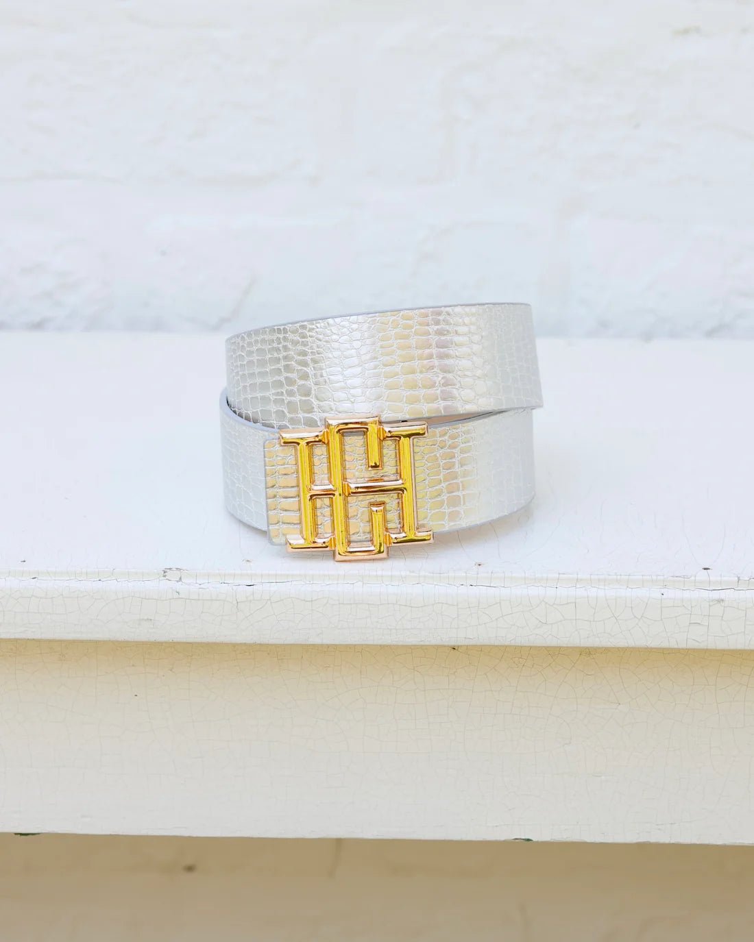 [Caroline Hill] Bridgette Belt Silver Snakeskin - The Pink Pineapple 850