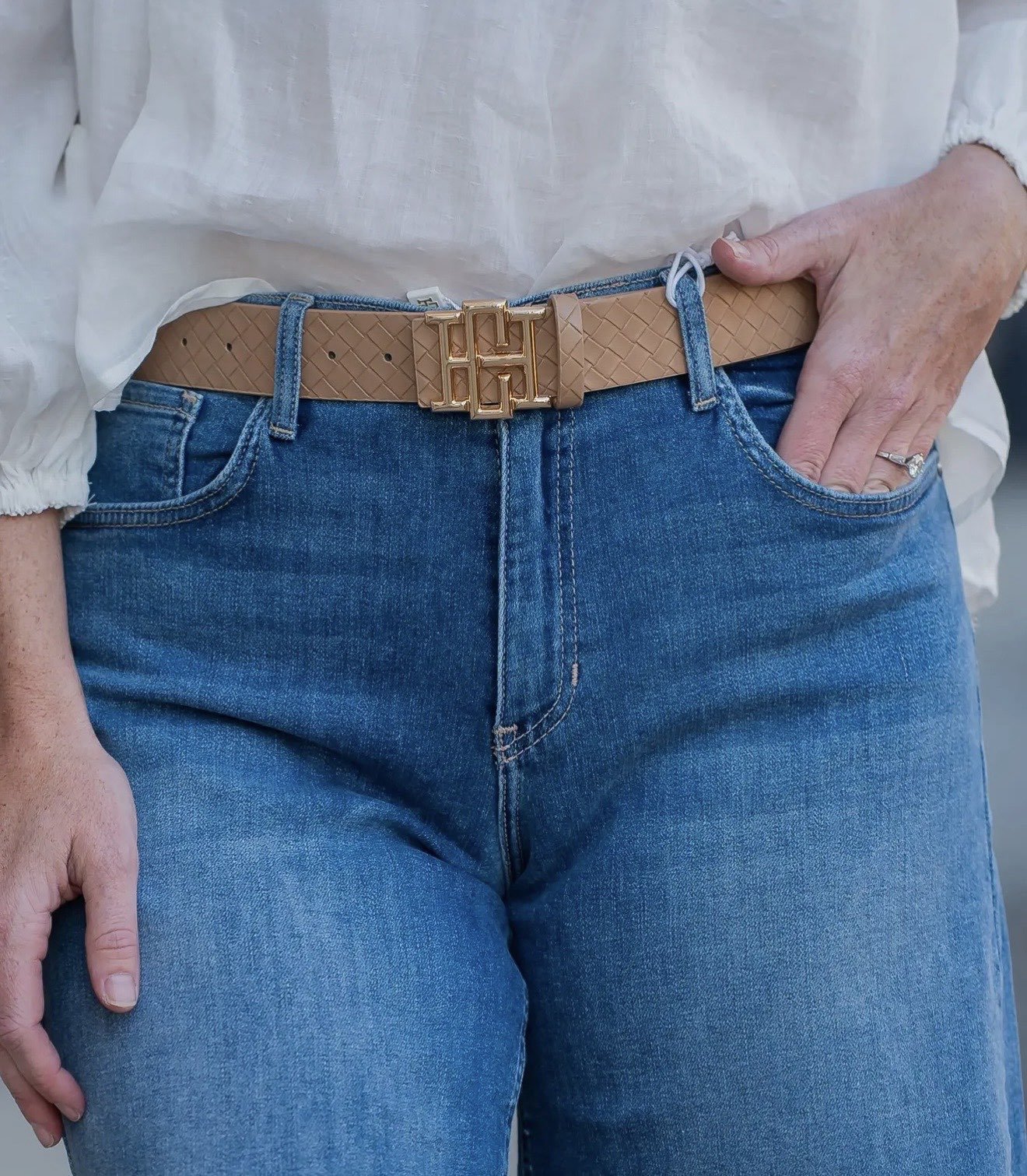 [Caroline Hill] Bridgette Belt Woven Tan - The Pink Pineapple 850