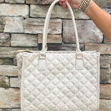 [Caroline Hill] Hailey Tote Pearl Quilted - The Pink Pineapple 850