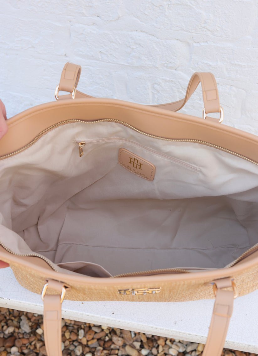 [Caroline Hill] James Tote Natural V Quilted Bag - The Pink Pineapple 850