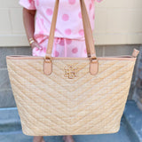 [Caroline Hill] James Tote Natural V Quilted Bag - The Pink Pineapple 850