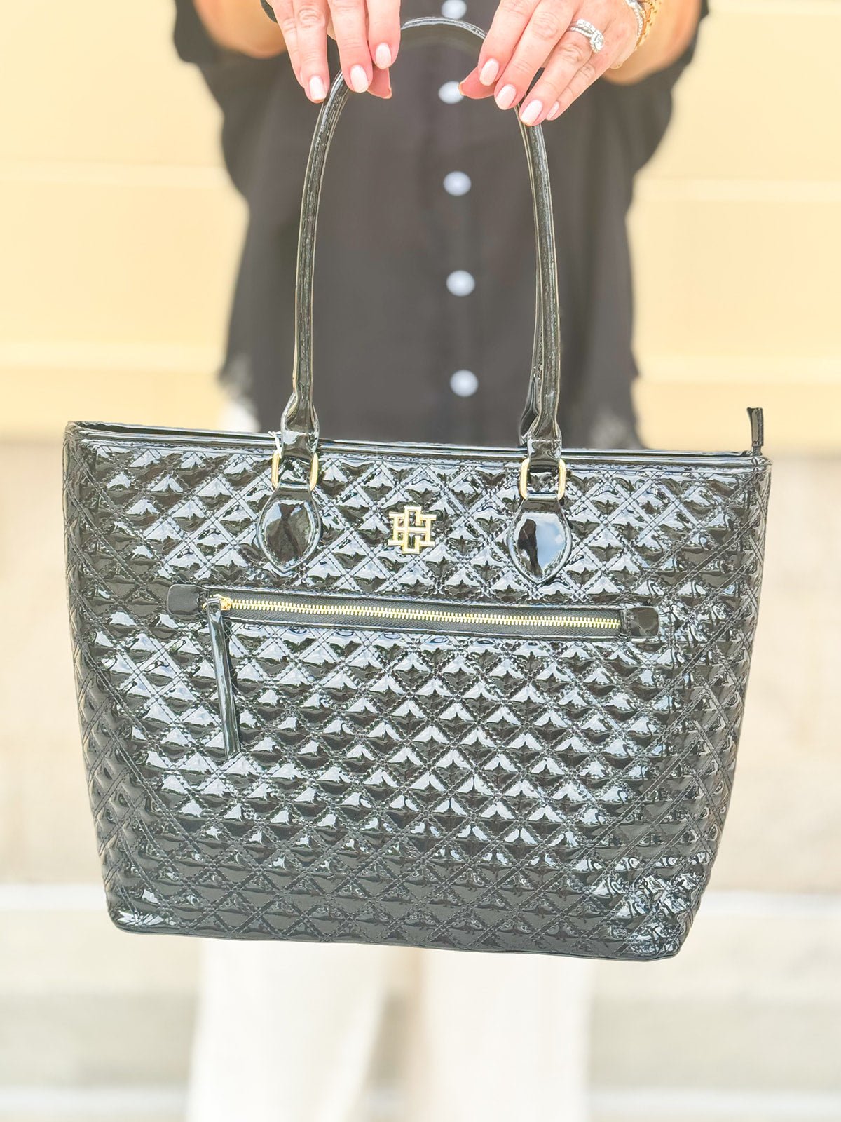 [Caroline Hill] Jayden Tote Black Patent - The Pink Pineapple 850