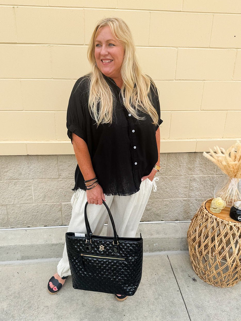 [Caroline Hill] Jayden Tote Black Patent - The Pink Pineapple 850