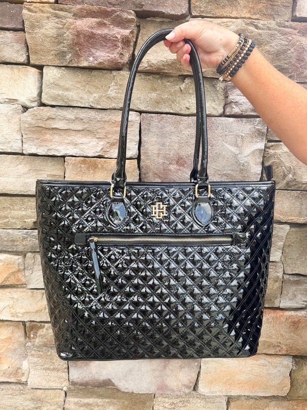 [Caroline Hill] Jayden Tote Black Patent - The Pink Pineapple 850