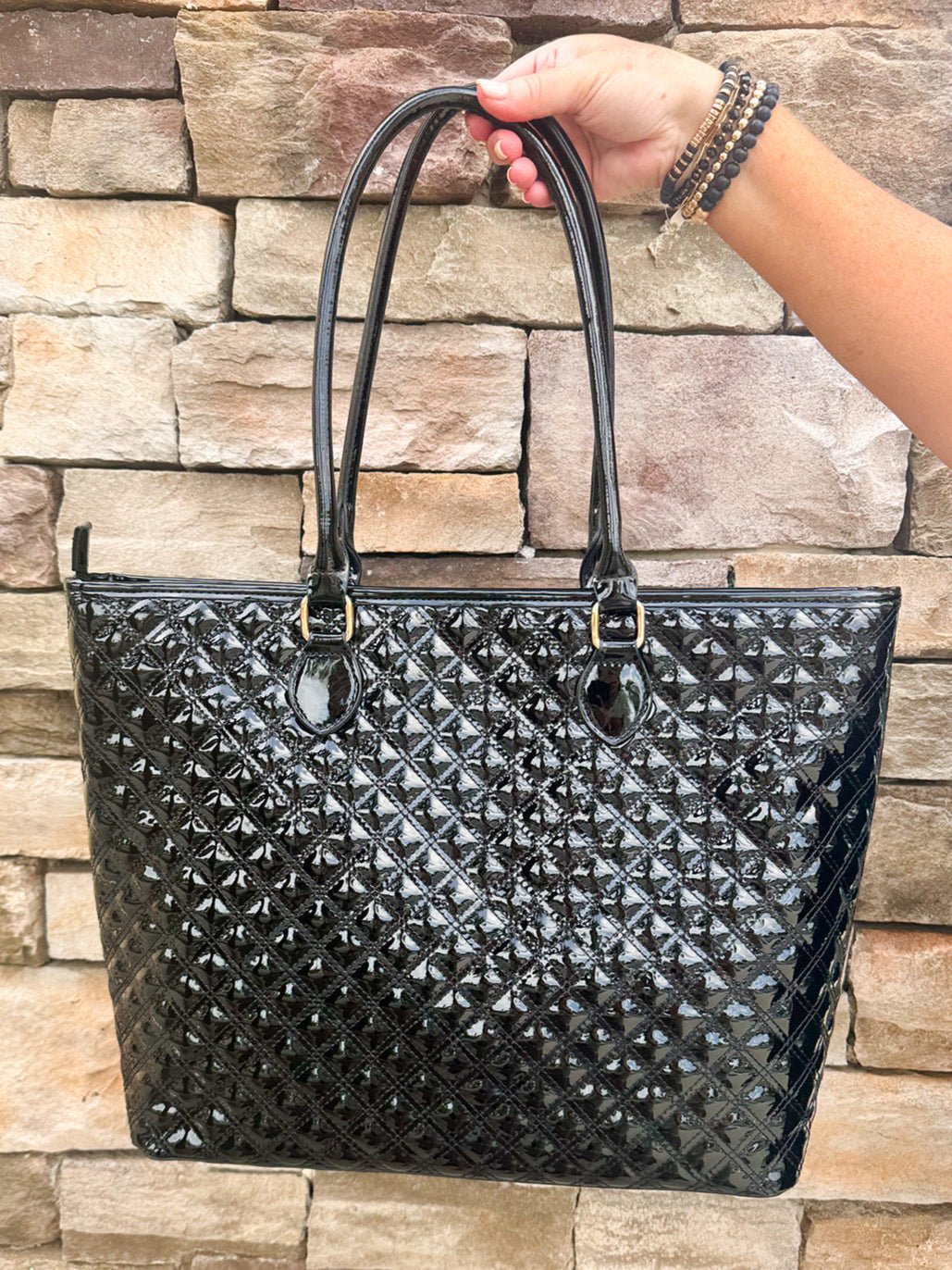 [Caroline Hill] Jayden Tote Black Patent - The Pink Pineapple 850