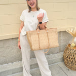 [Caroline Hill] Melissa Tote Bag Natural Quilted - The Pink Pineapple 850