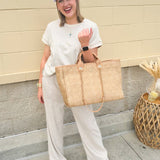 [Caroline Hill] Melissa Tote Bag Natural Quilted - The Pink Pineapple 850