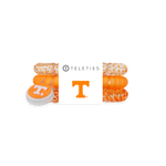 Pack of three Tennessee Volunteers TELETIES small spiral hair ties in orange and white featuring the Power T logo and striped designs.