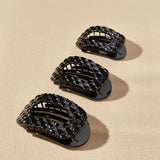 Flat Round Hair Clip | Medium | Jet Black Quilted
