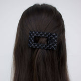 [TELETIES] Flat Rectangle Hair Clip – Small Jet Black Quilted