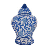 Blue and white chinoiserie vase shaped hooked accent pillow