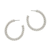 Matte Silver Wrapped Hoop 1.5" Earring