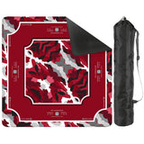 Red and black Georgia-inspired abstract brushstroke Mahjong mat with a structured playing layout and directional markers.