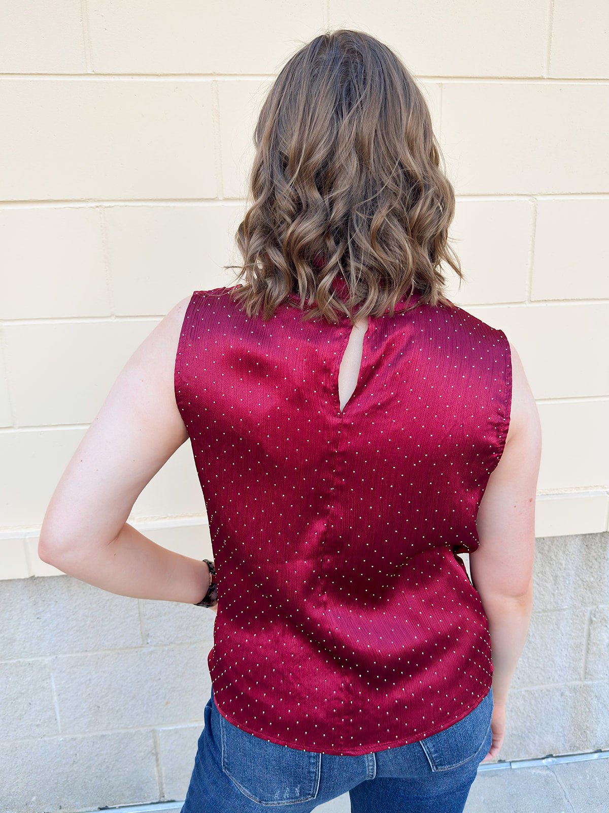 Celeste Mock - Neck Rhinestone Top - The Pink Pineapple 850