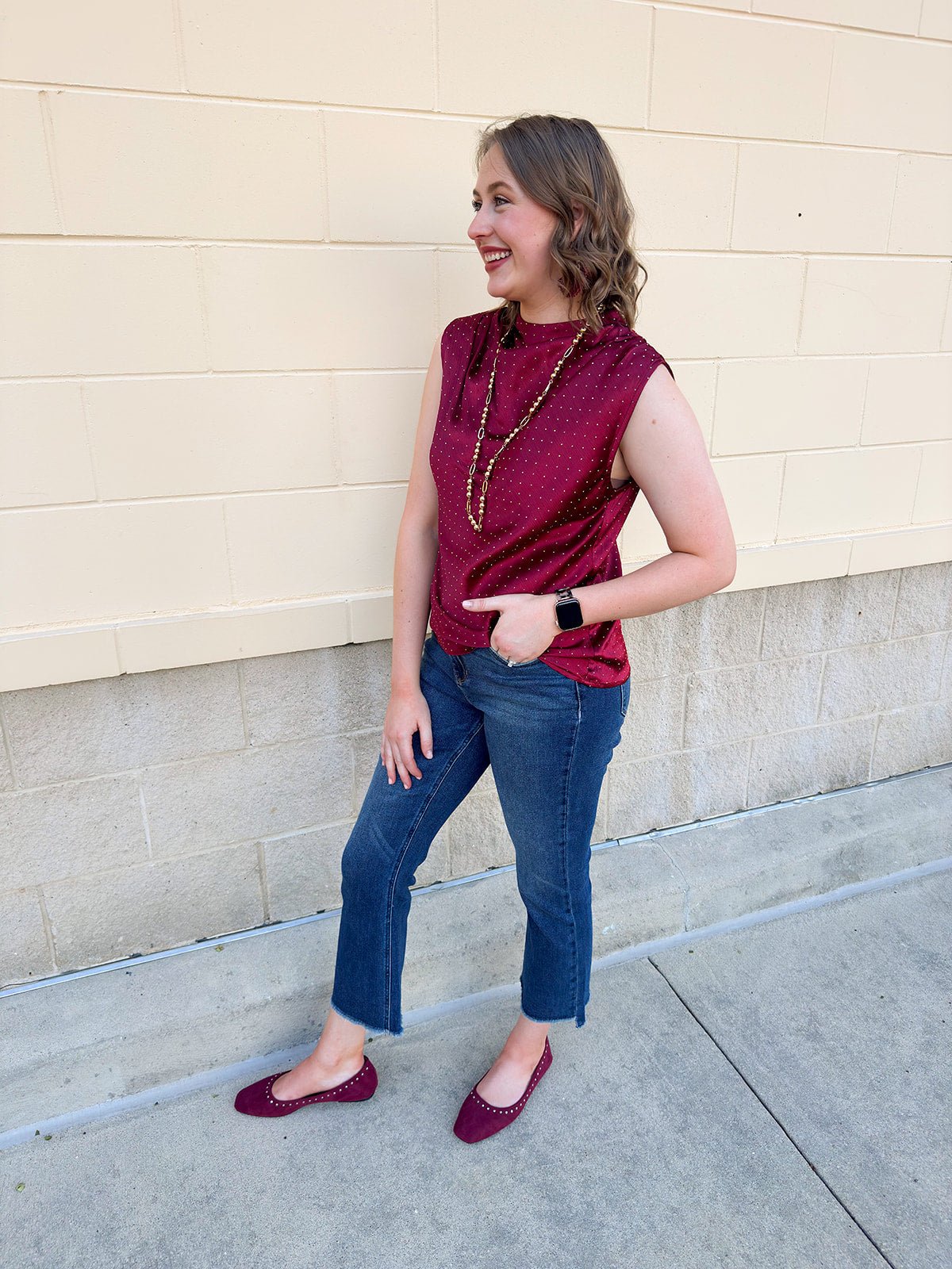 Celeste Mock - Neck Rhinestone Top - The Pink Pineapple 850