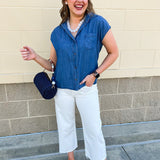 Chambray Classic Button Down Top - The Pink Pineapple 850