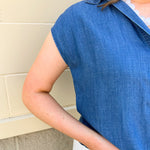 Chambray Classic Button Down Top - The Pink Pineapple 850