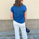 Chambray Classic Button Down Top - The Pink Pineapple 850
