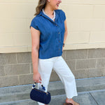 Chambray Classic Button Down Top - The Pink Pineapple 850